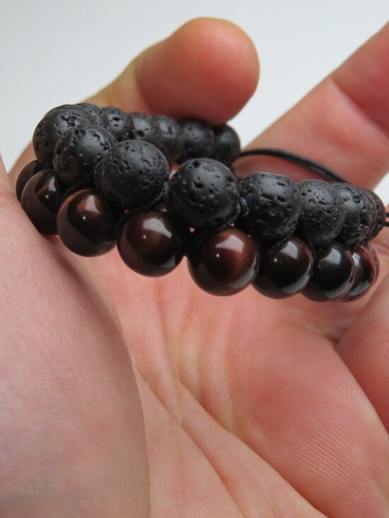 Natural Lava & Tiger eye Beads Bracelet - Picture 1 of 3